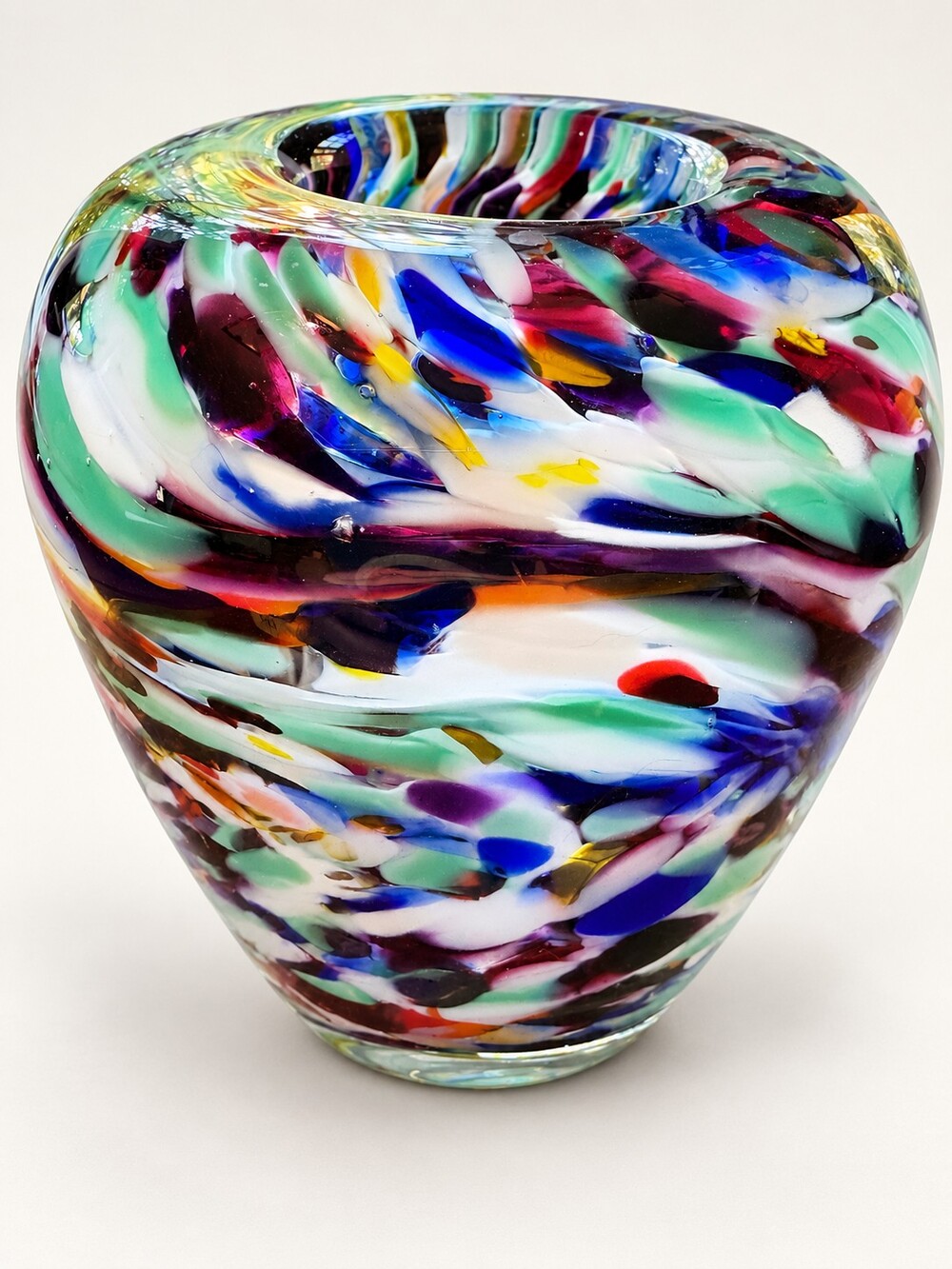 1990s Vintage Signed Johnnie Studio Art Glass Paperweight Vase